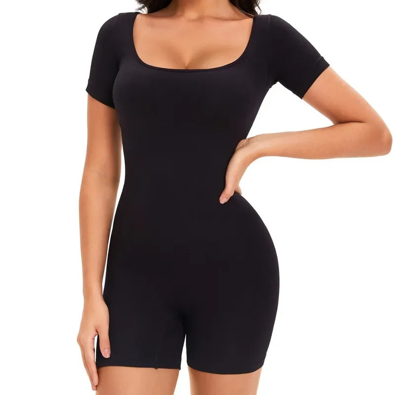 Seamless Short Sleeve Sculpting One-Piece Jumpsuit