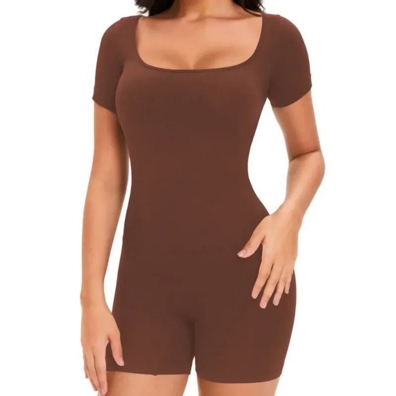 Seamless Short Sleeve Sculpting One-Piece Jumpsuit