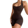 Women's Daily Yoga Bodysuits Casual Stripe Full Length Jumpsuits